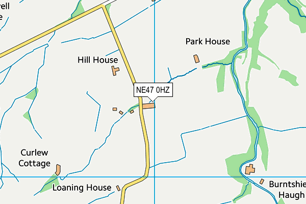 NE47 0HZ map - OS VectorMap District (Ordnance Survey)