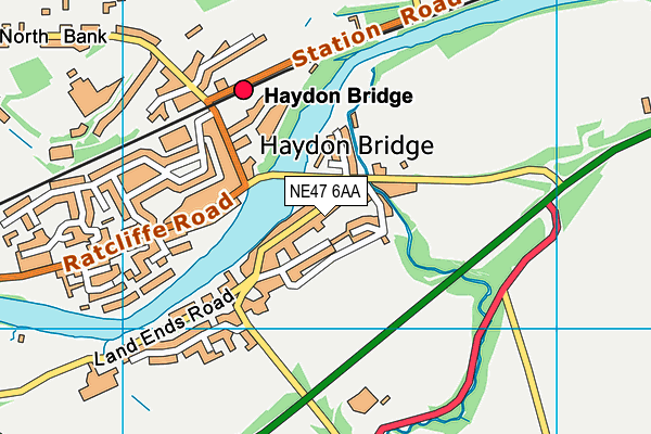 NE47 6AA map - OS VectorMap District (Ordnance Survey)