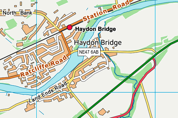 NE47 6AB map - OS VectorMap District (Ordnance Survey)