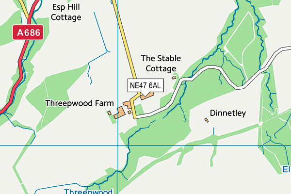 NE47 6AL map - OS VectorMap District (Ordnance Survey)