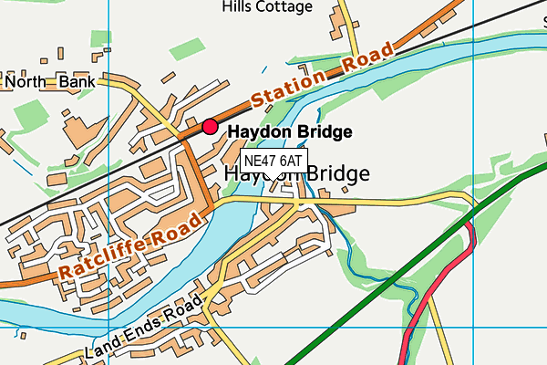 NE47 6AT map - OS VectorMap District (Ordnance Survey)