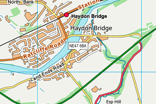 NE47 6BA map - OS VectorMap District (Ordnance Survey)