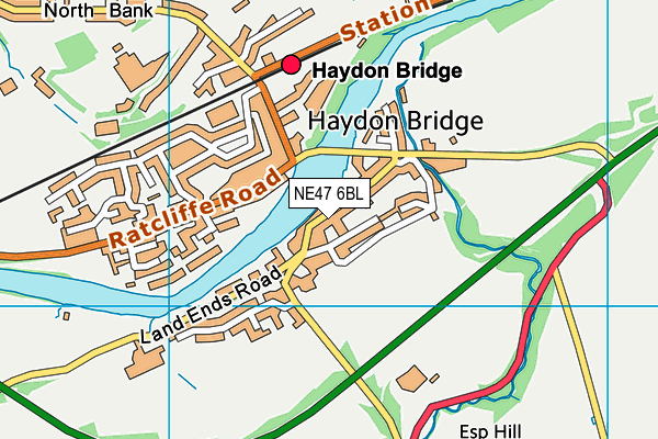 NE47 6BL map - OS VectorMap District (Ordnance Survey)