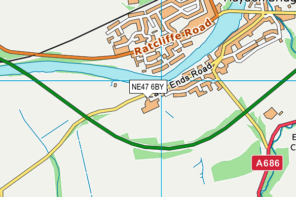 NE47 6BY map - OS VectorMap District (Ordnance Survey)