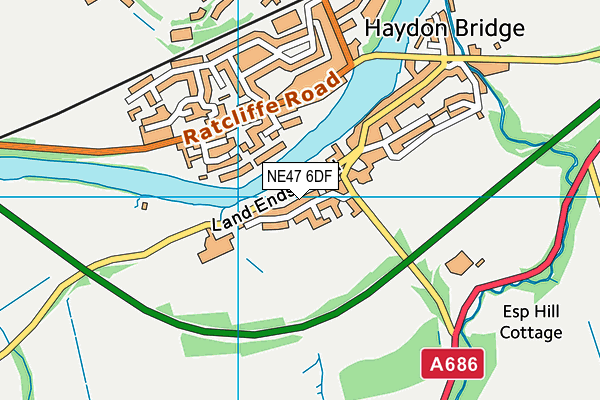 NE47 6DF map - OS VectorMap District (Ordnance Survey)