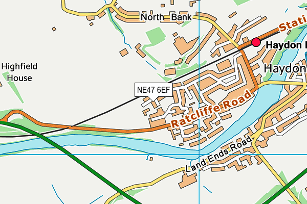 NE47 6EF map - OS VectorMap District (Ordnance Survey)