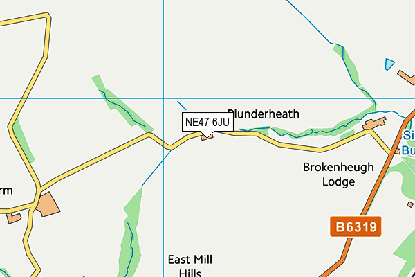 NE47 6JU map - OS VectorMap District (Ordnance Survey)