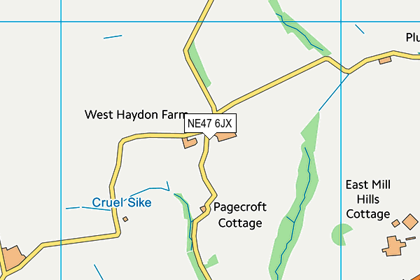 NE47 6JX map - OS VectorMap District (Ordnance Survey)