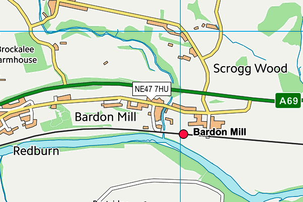 Bardon Mill Playing Fields map (NE47 7HU) - OS VectorMap District (Ordnance Survey)