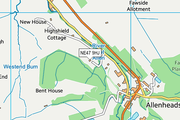 NE47 9HJ map - OS VectorMap District (Ordnance Survey)