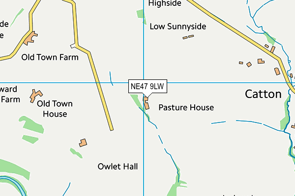 NE47 9LW map - OS VectorMap District (Ordnance Survey)
