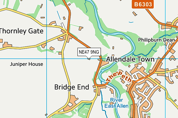 NE47 9NG map - OS VectorMap District (Ordnance Survey)