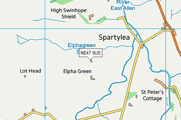 NE47 9US map - OS VectorMap District (Ordnance Survey)