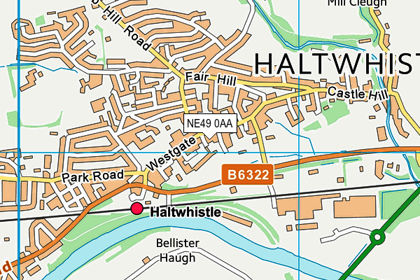 NE49 0AA map - OS VectorMap District (Ordnance Survey)