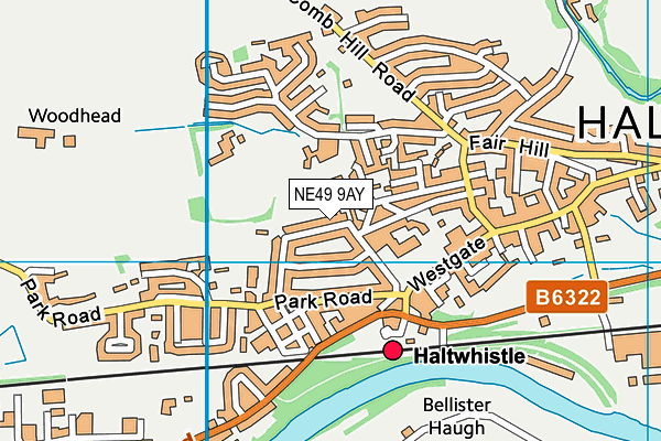 NE49 9AY map - OS VectorMap District (Ordnance Survey)