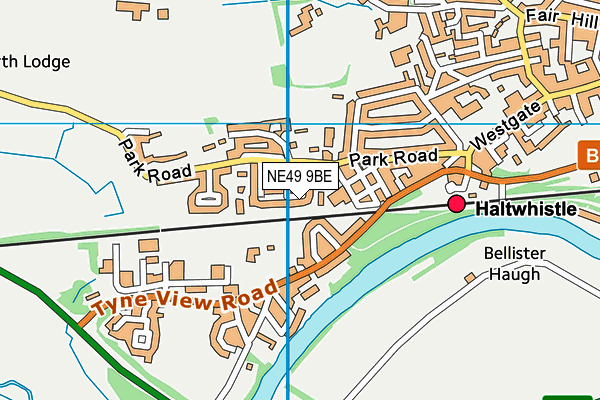 NE49 9BE map - OS VectorMap District (Ordnance Survey)
