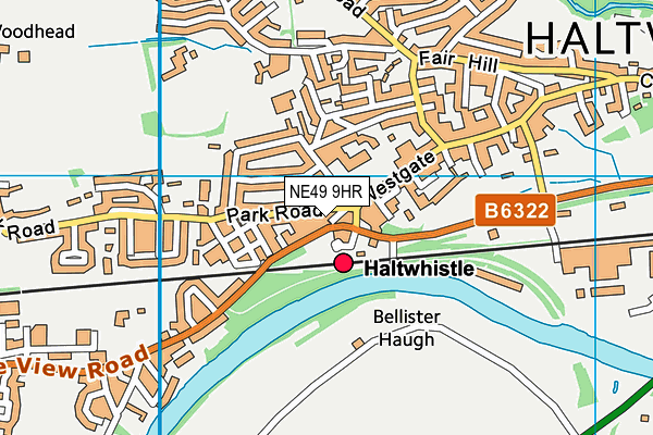 NE49 9HR map - OS VectorMap District (Ordnance Survey)