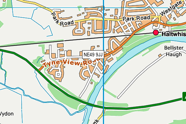 NE49 9JJ map - OS VectorMap District (Ordnance Survey)
