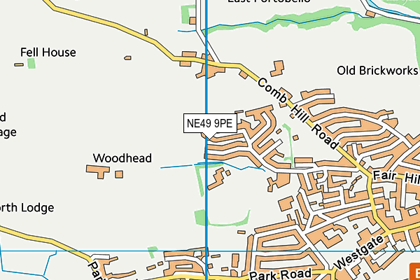 NE49 9PE map - OS VectorMap District (Ordnance Survey)