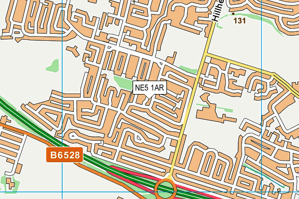 NE5 1AR map - OS VectorMap District (Ordnance Survey)