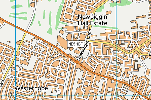NE5 1BF map - OS VectorMap District (Ordnance Survey)