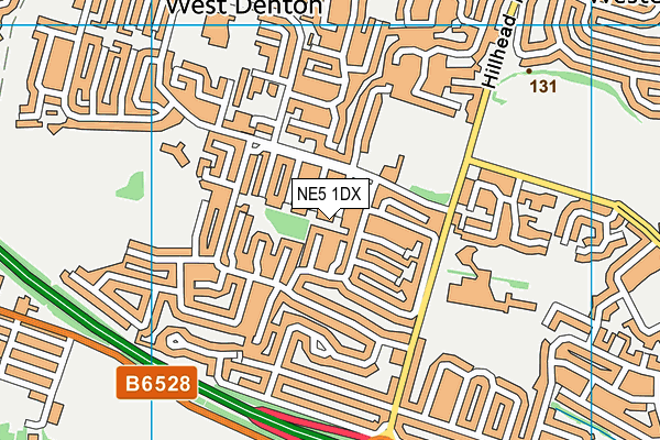 NE5 1DX map - OS VectorMap District (Ordnance Survey)