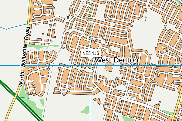 NE5 1JS map - OS VectorMap District (Ordnance Survey)