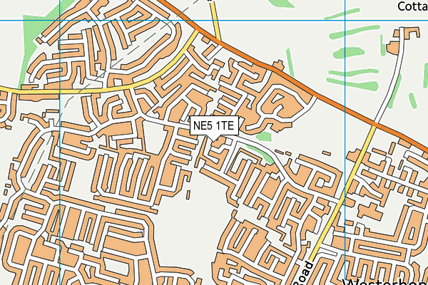 NE5 1TE map - OS VectorMap District (Ordnance Survey)