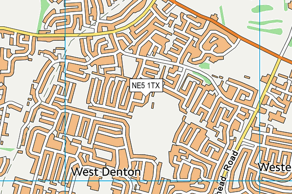 NE5 1TX map - OS VectorMap District (Ordnance Survey)