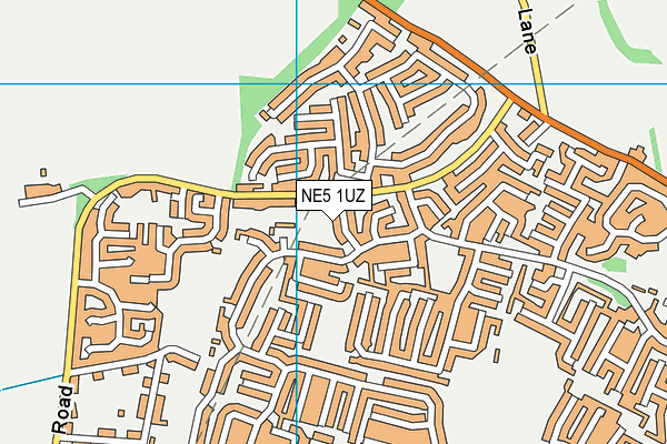 NE5 1UZ map - OS VectorMap District (Ordnance Survey)