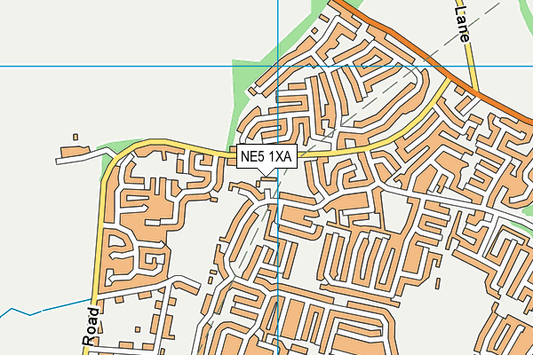 NE5 1XA map - OS VectorMap District (Ordnance Survey)