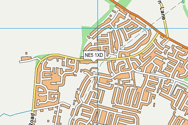 NE5 1XD map - OS VectorMap District (Ordnance Survey)