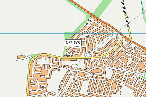 NE5 1YB map - OS VectorMap District (Ordnance Survey)