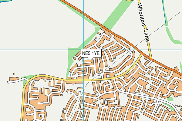 NE5 1YE map - OS VectorMap District (Ordnance Survey)