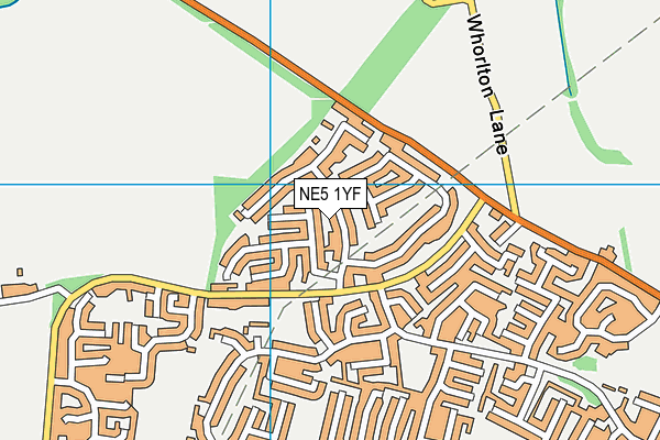 NE5 1YF map - OS VectorMap District (Ordnance Survey)