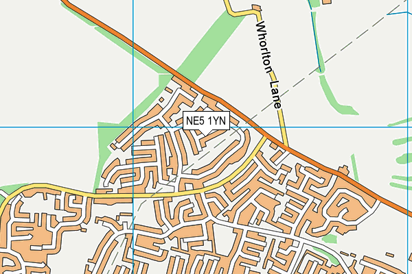 NE5 1YN map - OS VectorMap District (Ordnance Survey)