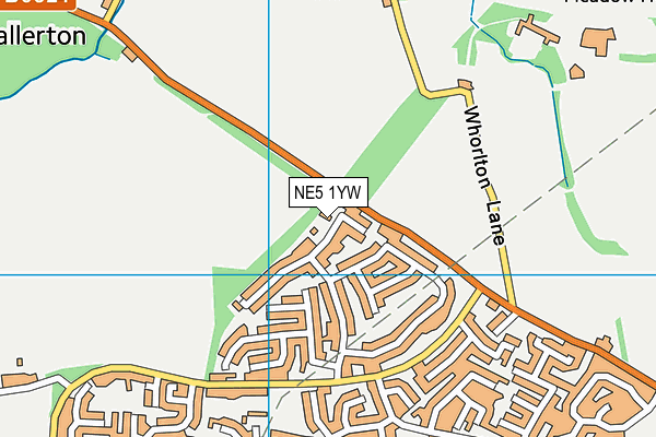 NE5 1YW map - OS VectorMap District (Ordnance Survey)