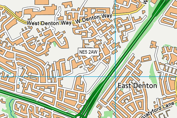 NE5 2AW map - OS VectorMap District (Ordnance Survey)