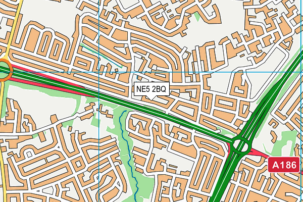 NE5 2BQ map - OS VectorMap District (Ordnance Survey)