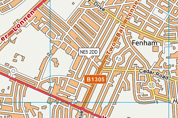 NE5 2DD map - OS VectorMap District (Ordnance Survey)