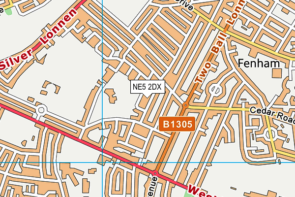NE5 2DX map - OS VectorMap District (Ordnance Survey)