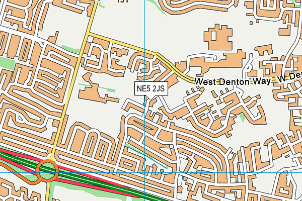 NE5 2JS map - OS VectorMap District (Ordnance Survey)