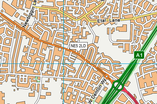 NE5 2LD map - OS VectorMap District (Ordnance Survey)