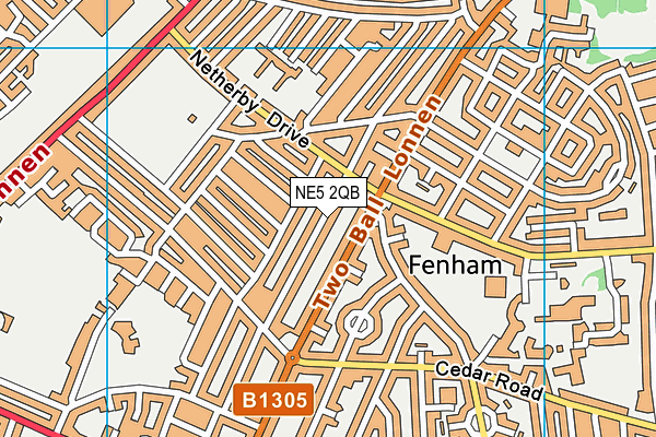 NE5 2QB map - OS VectorMap District (Ordnance Survey)