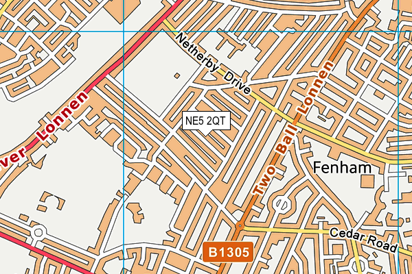 NE5 2QT map - OS VectorMap District (Ordnance Survey)