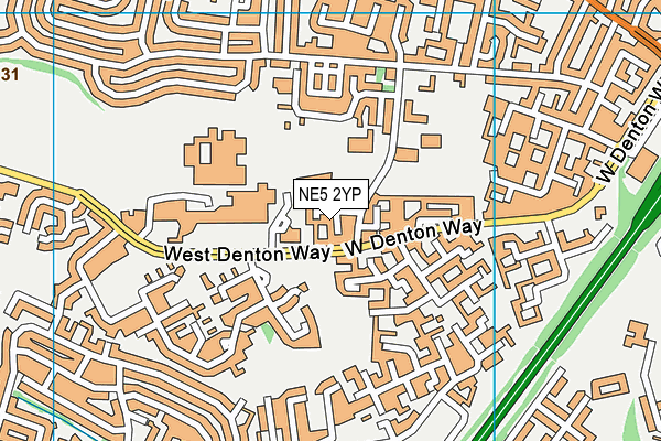 NE5 2YP map - OS VectorMap District (Ordnance Survey)