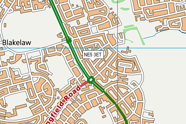 NE5 3ET map - OS VectorMap District (Ordnance Survey)