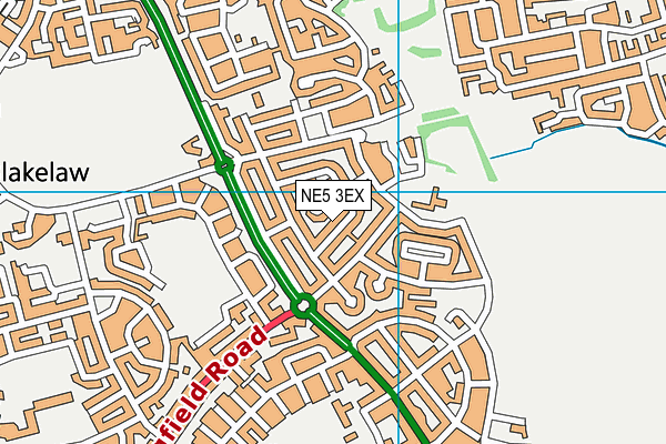 NE5 3EX map - OS VectorMap District (Ordnance Survey)
