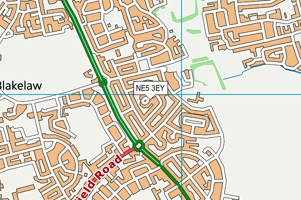 NE5 3EY map - OS VectorMap District (Ordnance Survey)