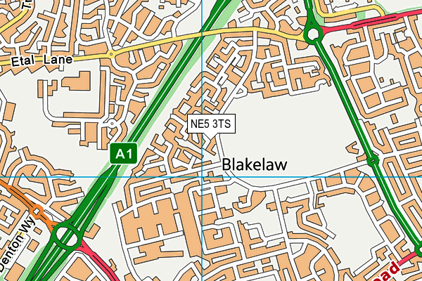 Blakelaw Park map (NE5 3TS) - OS VectorMap District (Ordnance Survey)